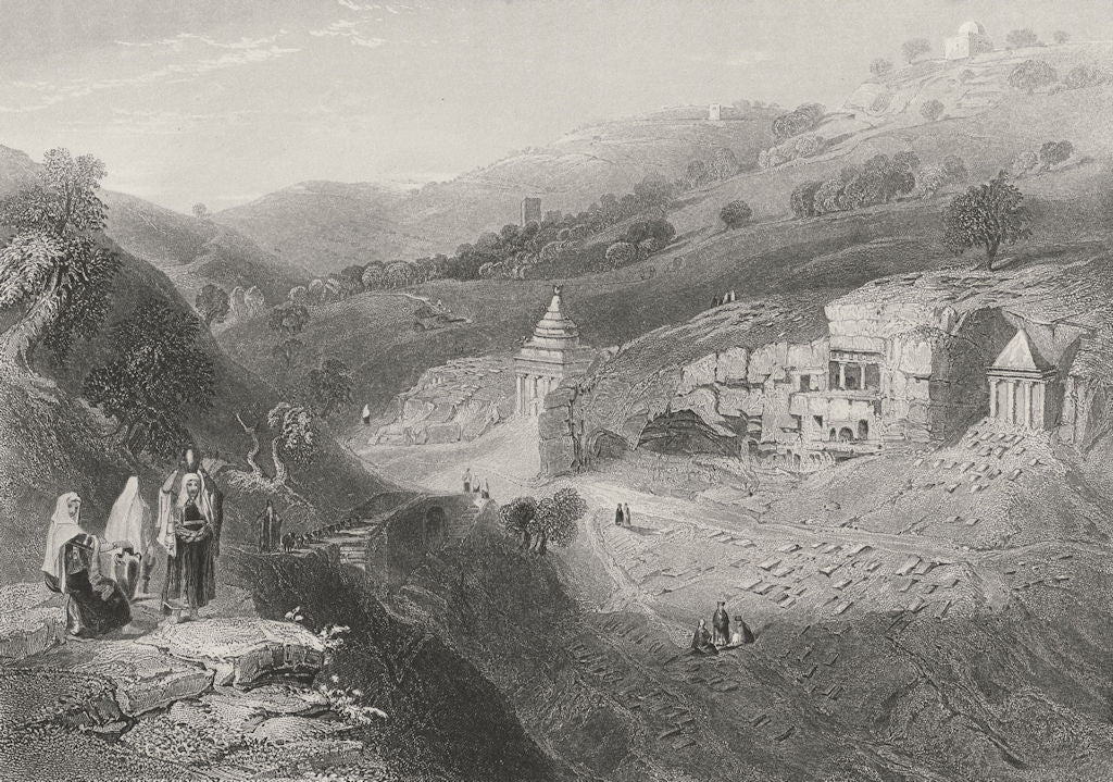 ISRAEL. Tombs, valley of Jehoshaphat-Bartlett 1847 old antique print picture